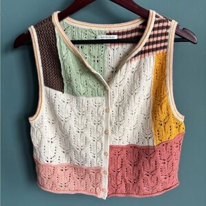 American Eagle Patchwork Pointelle Vest